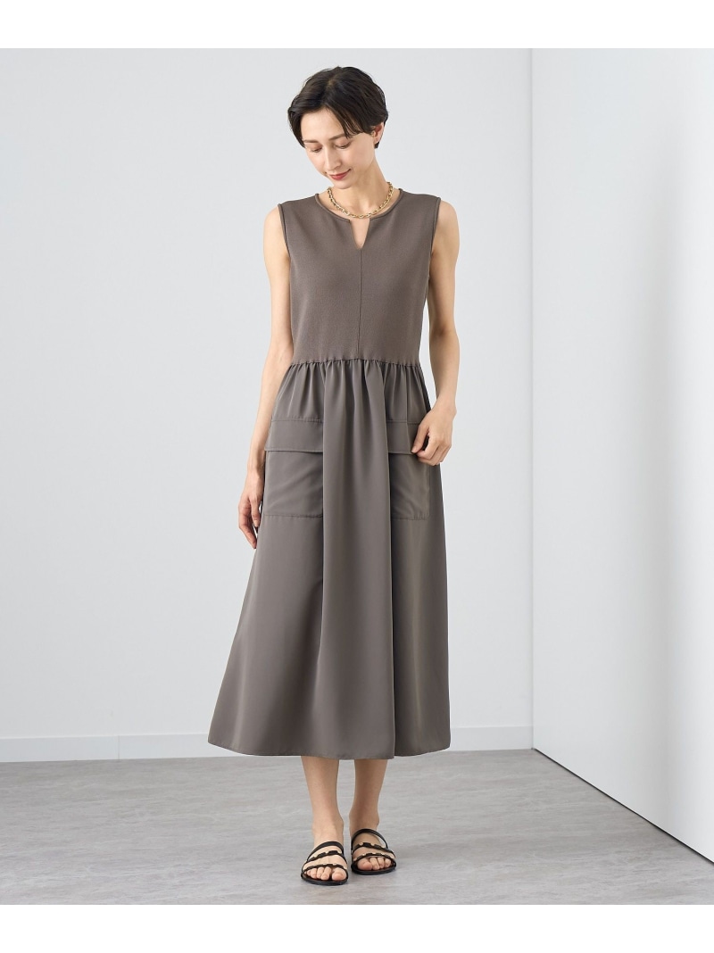 アナイ　リネン調オックスポケット付きワンピース　ベルト付き　クリーニング済み ANAYI（アナイ）の「リネン調オックスポケット付き ワンピース