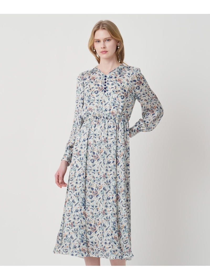 ぼかしフラワーフレア ワンピース ANAYI アナイ ワンピース・ドレス ワンピース ブルー イエロー【送料無料】[ Fashion]