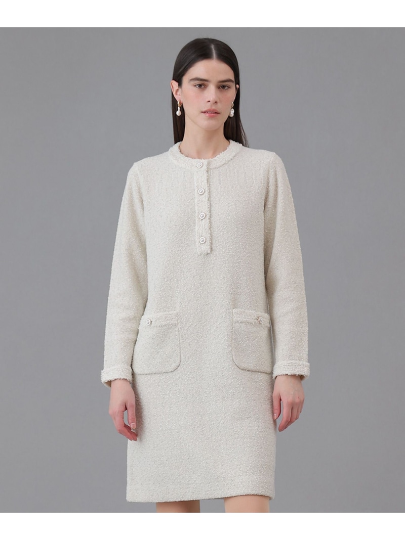 【SALE／30%OFF】ブークレラメツイードボクシー ワンピース ANAYI アナイ ワンピース・ドレス ワンピース ホワイト ブラック ベージュ【RBA_E】【送料無料】[ Fashion]｜ANAYI 24,394円