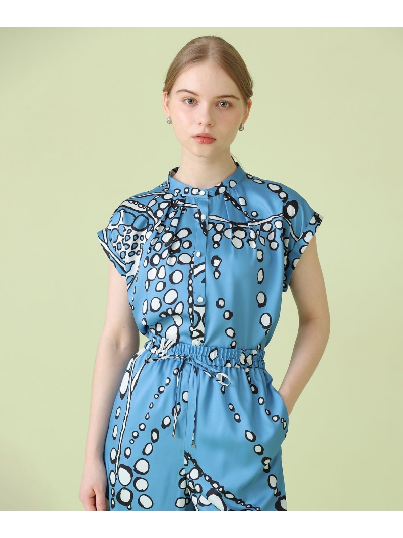 【SALE／40%OFF】【セットアップ対応商品】パールドットプリントノースリーブ ブラウス ANAYI アナイ トップス シャツ・ブラウス ブルー【RBA_E】【送料無料】[ Fashion]｜ANAYI