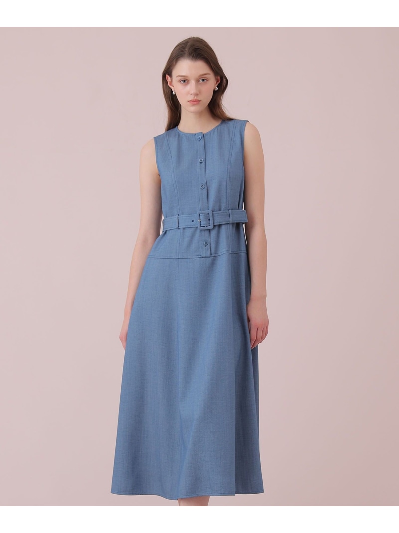 【SALE／30%OFF】【セットアップ対応商品】オックスストレッチベルテッド ワンピース ANAYI アナイ ワンピース・ドレス その他のワンピース・ドレス ネイビー ベージュ【RBA_E】【送料無料】[ Fashion]｜ANAYI