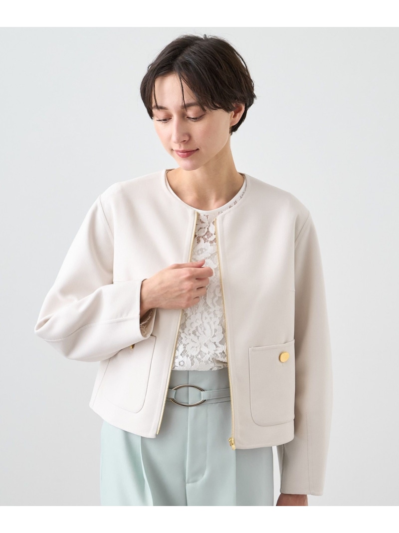 【SALE／50%OFF】パールグログランショートコート ANAYI アナイ ジャケット・アウター その他のジャケット・アウター ホワイト ネイビー ベージュ【RBA_E】【送料無料】[ Fashion]