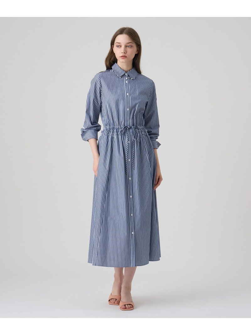 【SALE／50%OFF】ストライプドロストシャツ ワンピース ANAYI アナイ ワンピース・ドレス シャツワンピース ブルー ホワイト ベージュ【RBA_E】【送料無料】[ Fashion]｜ANAYI