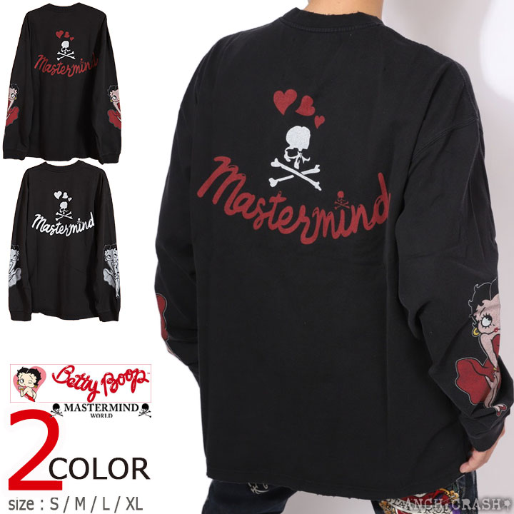 百貨店SALE継続期間中エントリーでP引き揚げ Betty Boop×MASTERMIND WORLD 不都合製作 長袖プルオーバー  MW25C15-TS208 マスターマインドワールド ベティブープ ボクシーフィット 厚地の外套大きさ