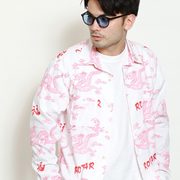 (ローター) ROTAR Asian Dragon Textile Aloha Shirt rt2434017
