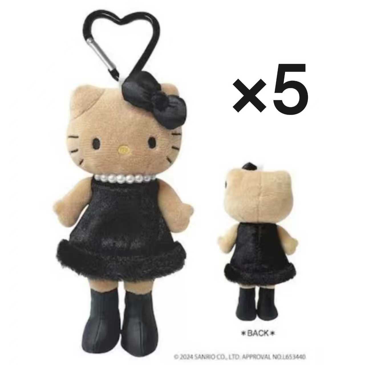 （貨物輸送無料）5個仕かける サンリオキャラクターズ 月暈キティ スタイルアップマスコット 黒いことお召しもの KT55-03 足長 ぬいぐるみ-ぬいぐるみ・人形