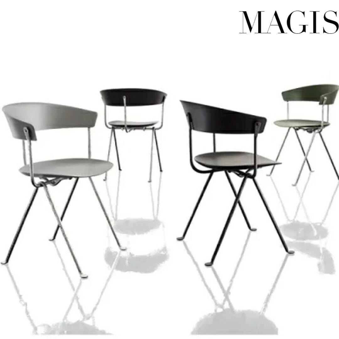 【マラソン ポイント5倍】MAGIS SD2050 Officina chair オフィチーナ チェア ダイニングチェア 屋外対応 鍛造アイアン フレーム PPシート プレミアムレザー ファブリック プライウッド ブラック グリーン シルバー