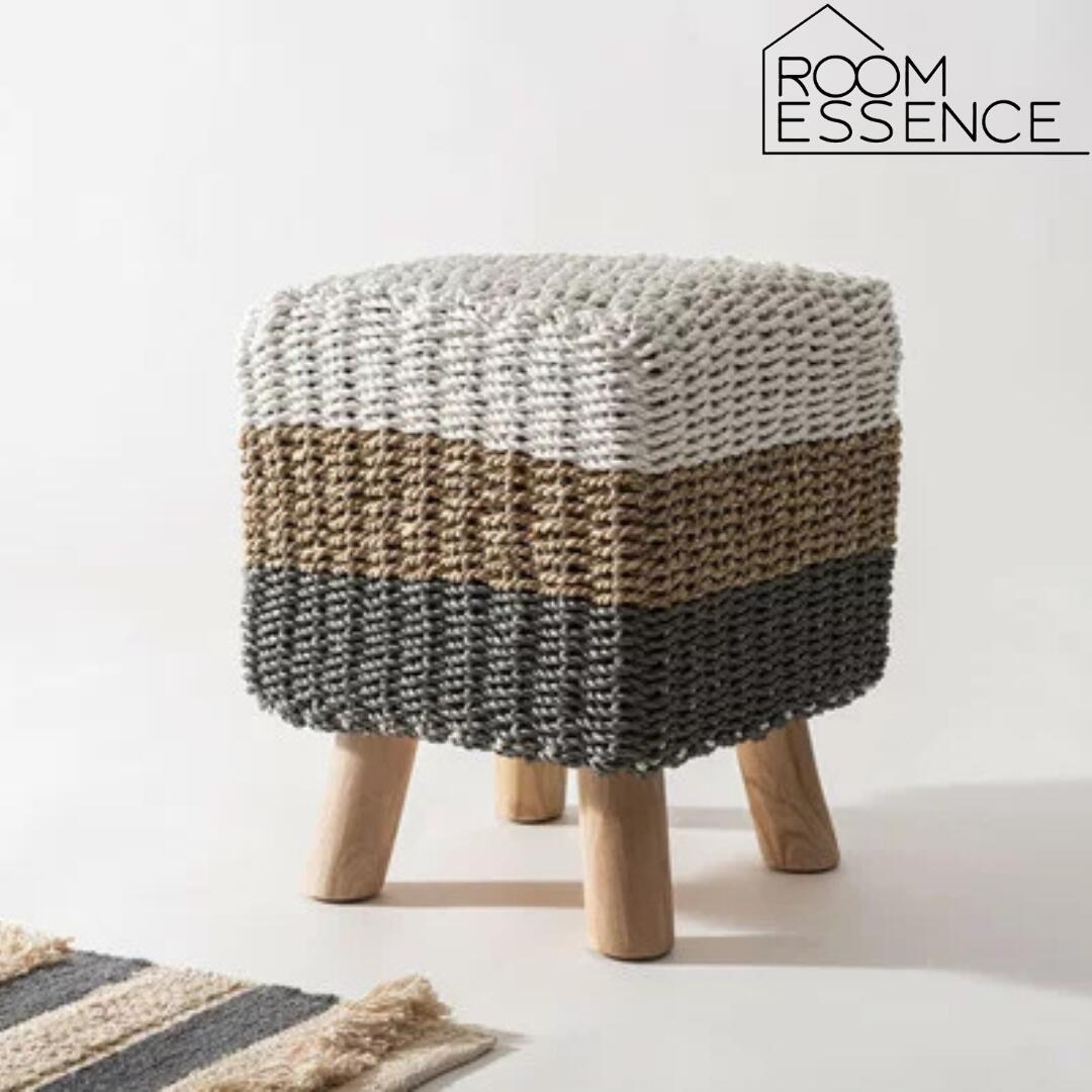 東谷 SLY-007 Woven stool スツール チーク材 パンダンリーフ 四角 天然素材 ハンドメイド クラフト 収納スツール インテリア 椅子 おしゃれ 完成品 耐荷重80kg