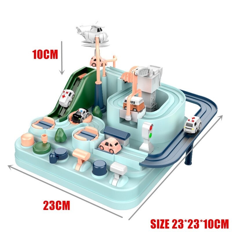 おもちゃ 玩具 車 ミニカー アトラクション セット ミニカー2台付き 迷路 道 ヘリコプター レール 知育玩具 パステル 可愛いカラー かわいいカラー 救急車 バス パトカー 動く アスレチック ドライブ レバー 走る septicin Com