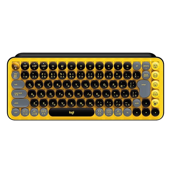 【貨物輸送無料】POP KEYS K730YL 力学的 無線電話 鍵盤 黄色 日本語申し合わせ メカニカ