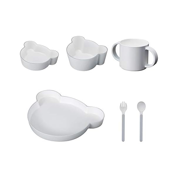 【貨物輸送無料】KIDS DISH 差し上げ物ボックス席 カトラリー ベア 薄墨色 JTN-1011-GY/ キッズディッシュ 食