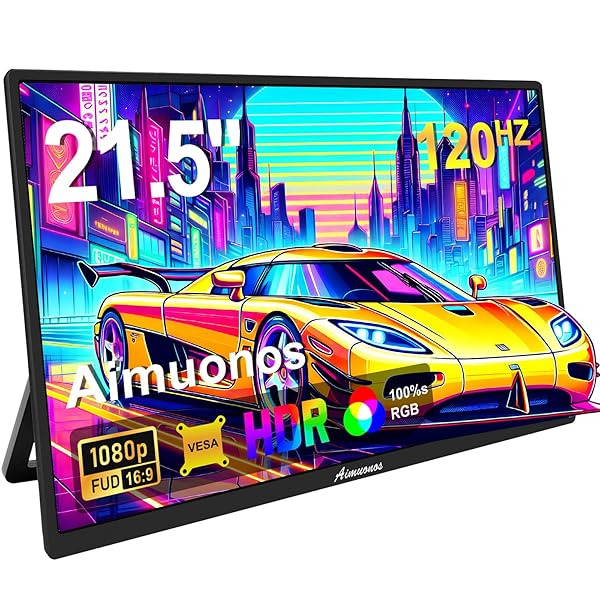 【貨物輸送無料】21.5in携帯型管する、1080P移動性管する 120サイクル FHD HDR 繋ぎアンド
