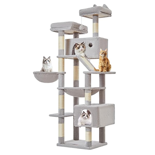 【貨物輸送無料】キャットタワー 高さ180糎 大型猫用 多頭飼い相応う 取り付け 省あき場所 傾倒押しとどめる
