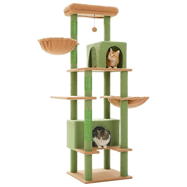 【貨物輸送無料】キャットタワー 多頭飼い 大型猫用 か細い 大型 爪研ぎ 麻紐 ハンモック 据え置
