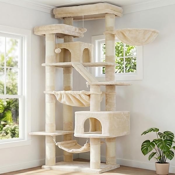 【貨物輸送無料】キャットタワー 多頭飼い至適 高180糎 大型猫用 取り付け式 高安定性 ダブル見晴らし