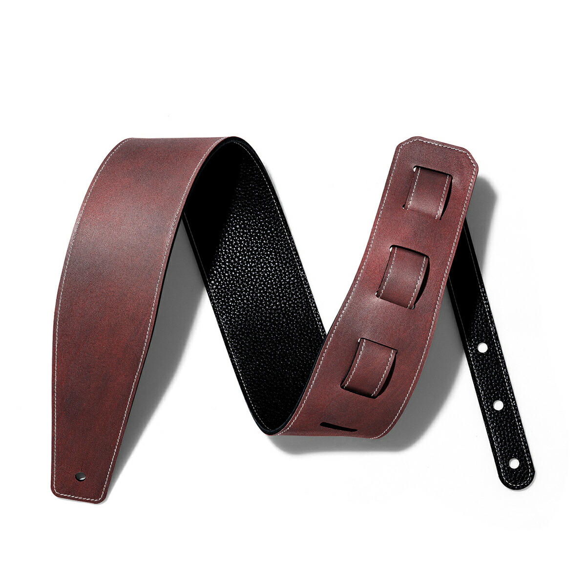 ギターストラップ 国産ヌメ革使用 ハンドメイド 金具無しタイプ ダークブラウン imgrc0100213951.jpg