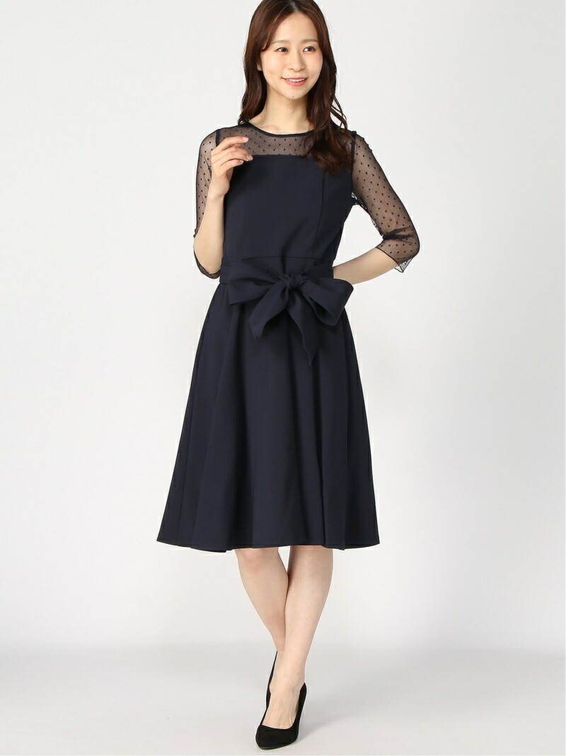 キナル別注 美品 アンデミュウ ネイビー ドットチュールワンピース お気にいる Kotsadoroiladas Gr