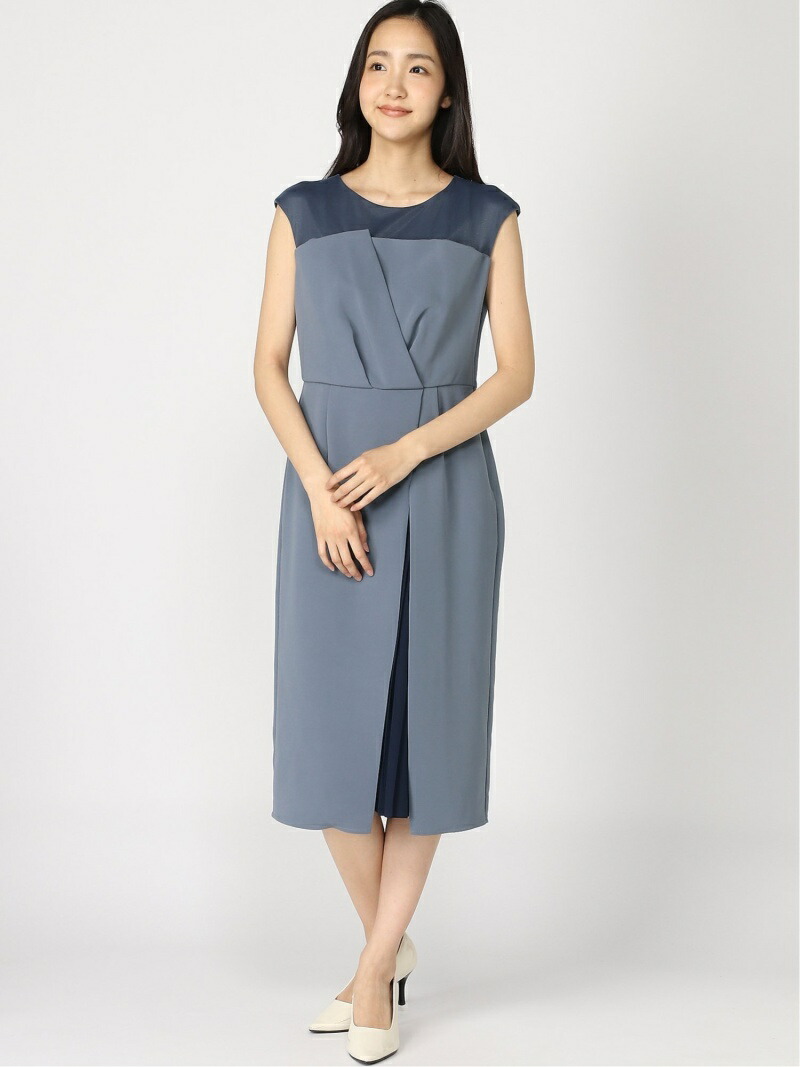 楽天市場 Sale 56 Off ビスチェフウプリーツドレス Andemiu アンデミュウ ワンピース ノースリーブワンピース カーキ ブルー Rba E 送料無料 Rakuten Fashion Andemiu