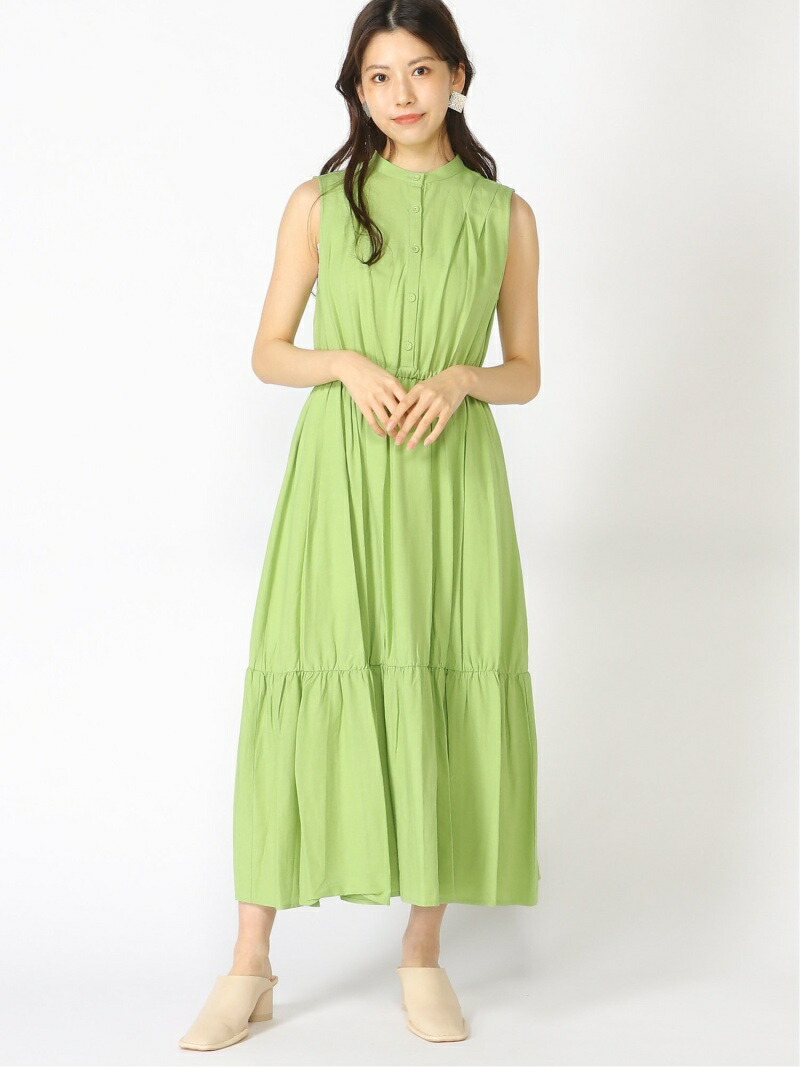 割引 レディースファッション ワンピース グリーン ノースリーブワンピース ワンピース アンデミュウ Andemiu アサコンティアードn Sop ブラック Fashion ベージュ 送料無料 Rakuten Www Wbnt Com