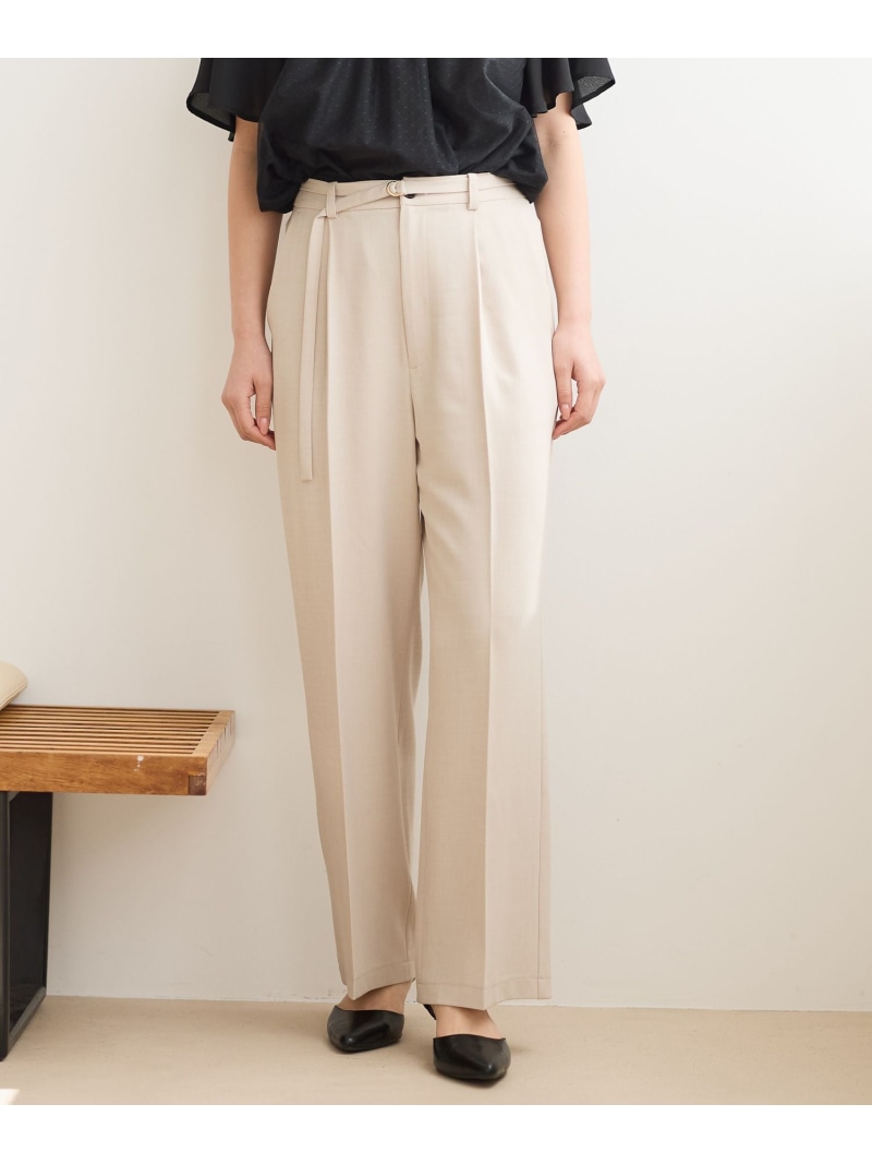 アサチョウベルトストレートパンツ Andemiu アンデミュウ パンツ その他のパンツ ベージュ グレー【送料無料】[ Fashion]