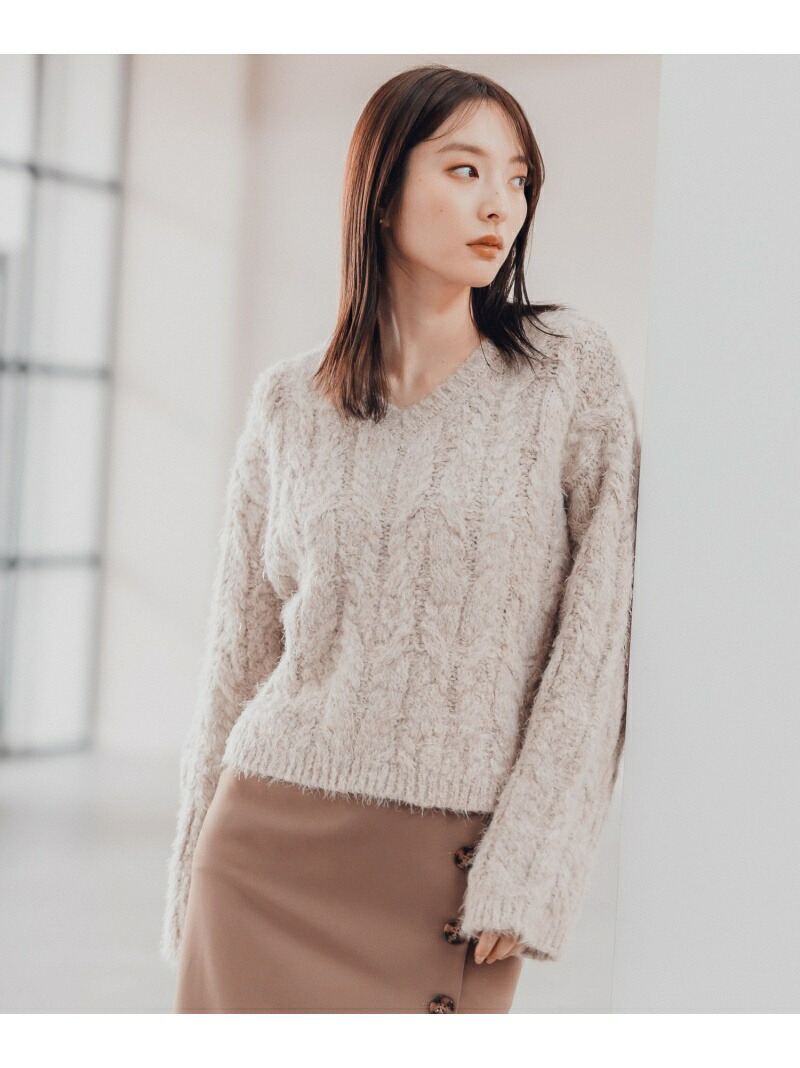 特別訳あり特価 W フェザーケーブルニット Andemiu アンデミュウ トップス ニット ベージュ ピンク ブラウン Rakuten  Fashion lojavirtualeffamotors.com