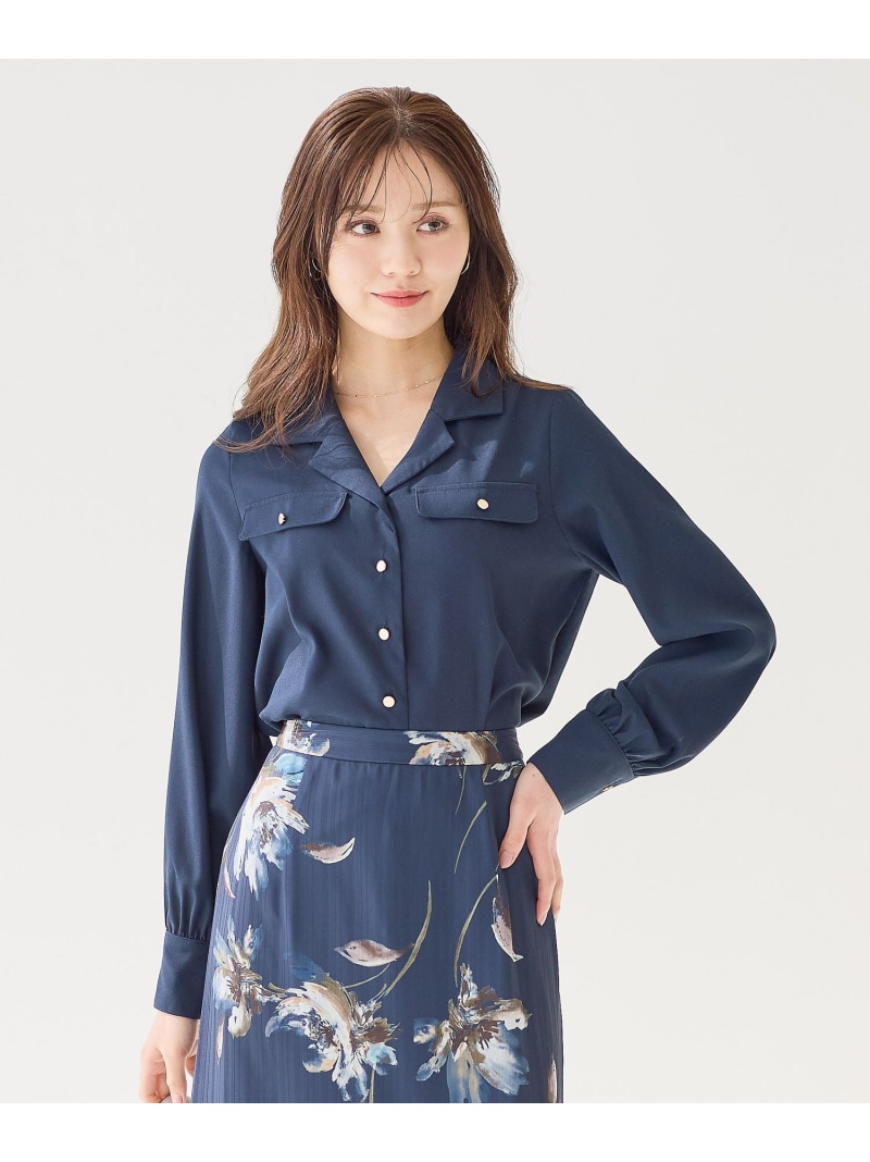 カイキンキンボタンブラウス Andemiu アンデミュウ トップス シャツ・ブラウス ネイビー ホワイト ブルー【送料無料】[ Fashion]