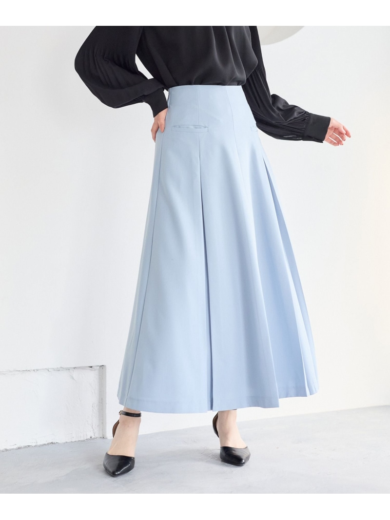【SALE／50%OFF】タックフレアスカート Andemiu アンデミュウ スカート ロング・マキシスカート ブラック グレー【RBA_E】【送料無料】[ Fashion]