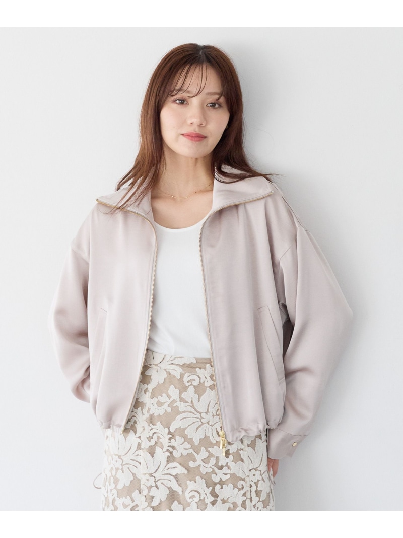 【SALE／22%OFF】サテンブルゾン Andemiu アンデミュウ ジャケット・アウター ブルゾン・ジャンパー グレー ネイビー【RBA_E】【送料無料】[ Fashion]