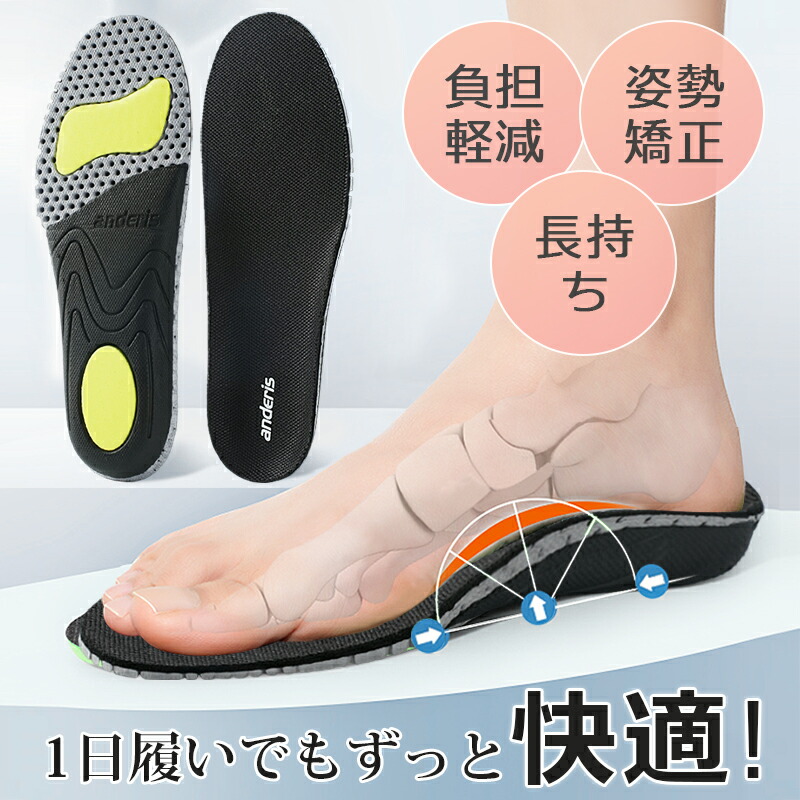 【楽天市場】【楽天1位4冠｜爆安セール1,200円】中敷き インソール 疲れない 中敷 靴 ブーツ 土踏まず 最強 ダイエット 衝撃吸収 U字