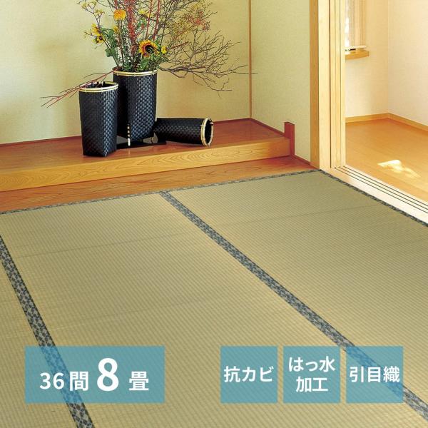 い草上敷き 白馬 36間8帖 引目織 抗カビ 消臭 撥水 拭ける はっ水 敷き詰め カーペット ラグ ござ 畳の保護 畳替え 畳カバー おしゃれ 和モダン 正方形