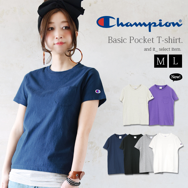 楽天市場 Champion チャンピオン ベーシックポケットｔシャツ メール便10 M L トップス レディース 半袖 カットソー Tシャツ 無地 シンプル 春夏 綿100 ホワイト ブラック コットン100 ロゴ おしゃれ 半袖tシャツ 無地tシャツ ティーシャツ 大人