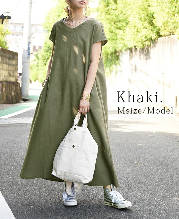楽天市場 ワンピース 夏 レディースリネンミックスバックリボンワンピース メール便不可 M L レディース ワンピ 春夏 ライトベージュ テラコッタ カーキ チャコール ロングワンピ 涼感 麻 リネン 大人可愛い カジュアル 半袖 リネンミックス フレアシルエット V
