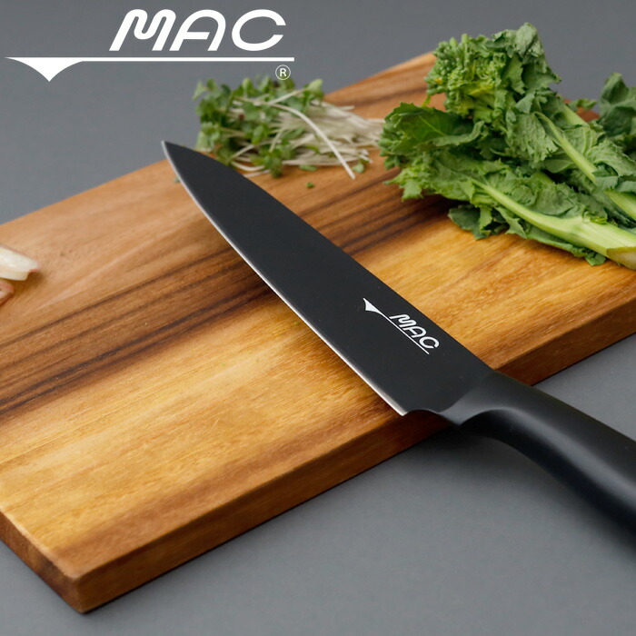【レビュー特典】 MAC 〔 スーパーフッ素包丁 牛刀包丁 〕 包丁 牛刀 シェフナイフ キッチンナイフ 肉 魚 ステンレス 一体型 フッ素加工 切りやすい ブラック スタイリッシュ おしゃれ 衛生的 日本製 AST-BK-180 ギフト プレゼント
