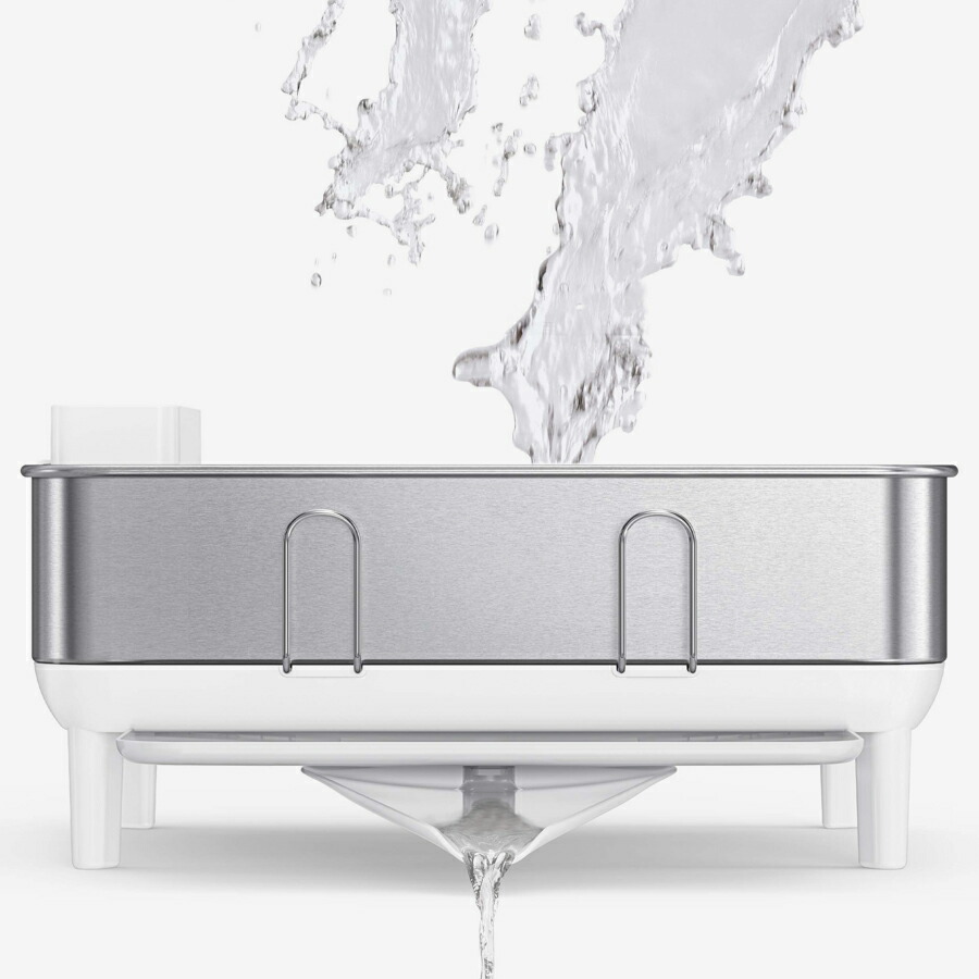 Off Simplehuman シンプルヒューマン コンパクトスチールフレームディッシュラック Kt1184dc Kt1191dc グレー ホワイト ステンレス 水切りラック シンク キッチン 皿洗い 食器乾燥器 家事 高級感 デザイン おしゃれ 雑貨 Fucoa Cl