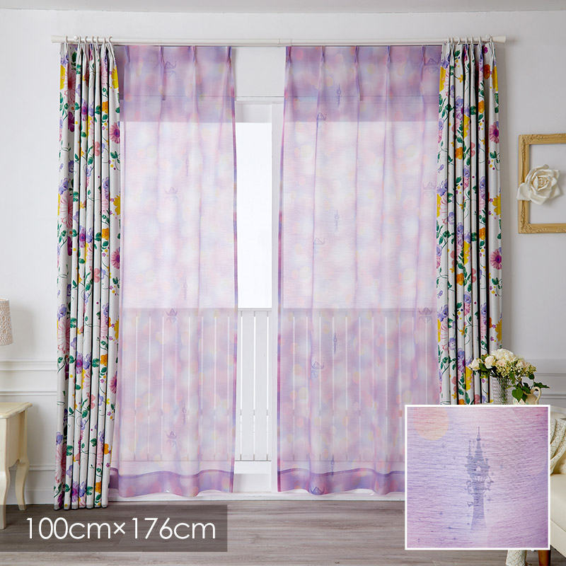 ディズニー レースカーテン Disney シアーカーテン PRINCESS プリンセス See the light voile / シーザライトボイル 100×176cm (1枚入り) レースカーテン ウォッシャブル エレガント キッズ ピンク パープル グラデーション