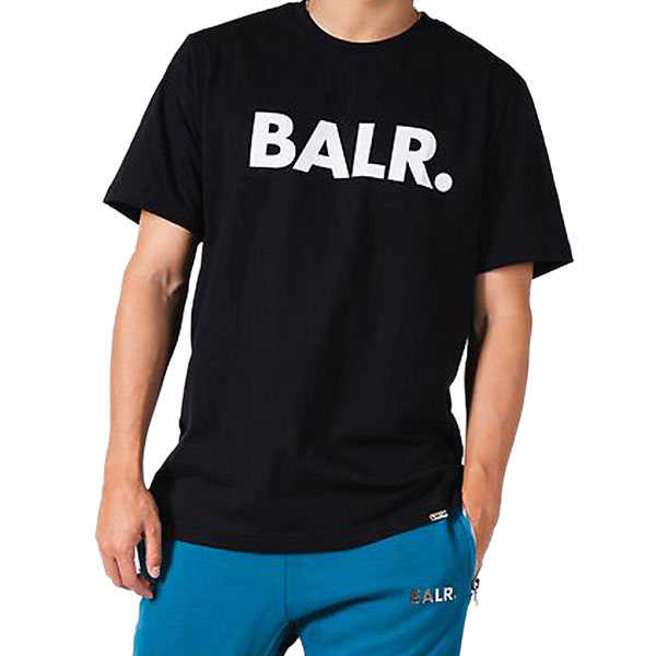 ＜制限事項クーポン券ふり出し中 5/16 01:59まで お買い出しマラソン＞ 山高帽子（BALR.） B11121048  BLK 蹴球 BRAND STRAIGHT T-SHIRT 半袖ティーシャツ  22SS シャツ-スポーツ・アウトドア