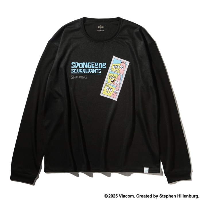 ＜ネコポス発送 送料無料＞ SPALDING（スポルディング）　SMT25153S　1000　バスケットボール　スポンジ・ボブ フォト L/S Tシャツ　25FW