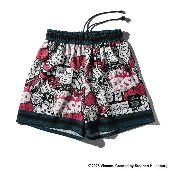 ＜限定クーポン発行中 4/10 01:59まで お買い物マラソン＞ ＜ネコポス発送 送料無料＞ SPALDING（スポルディング）　SMP25156S　6400　バスケットボール　スポンジ・ボブ グラフィティ ジャージーショーツ　25FW