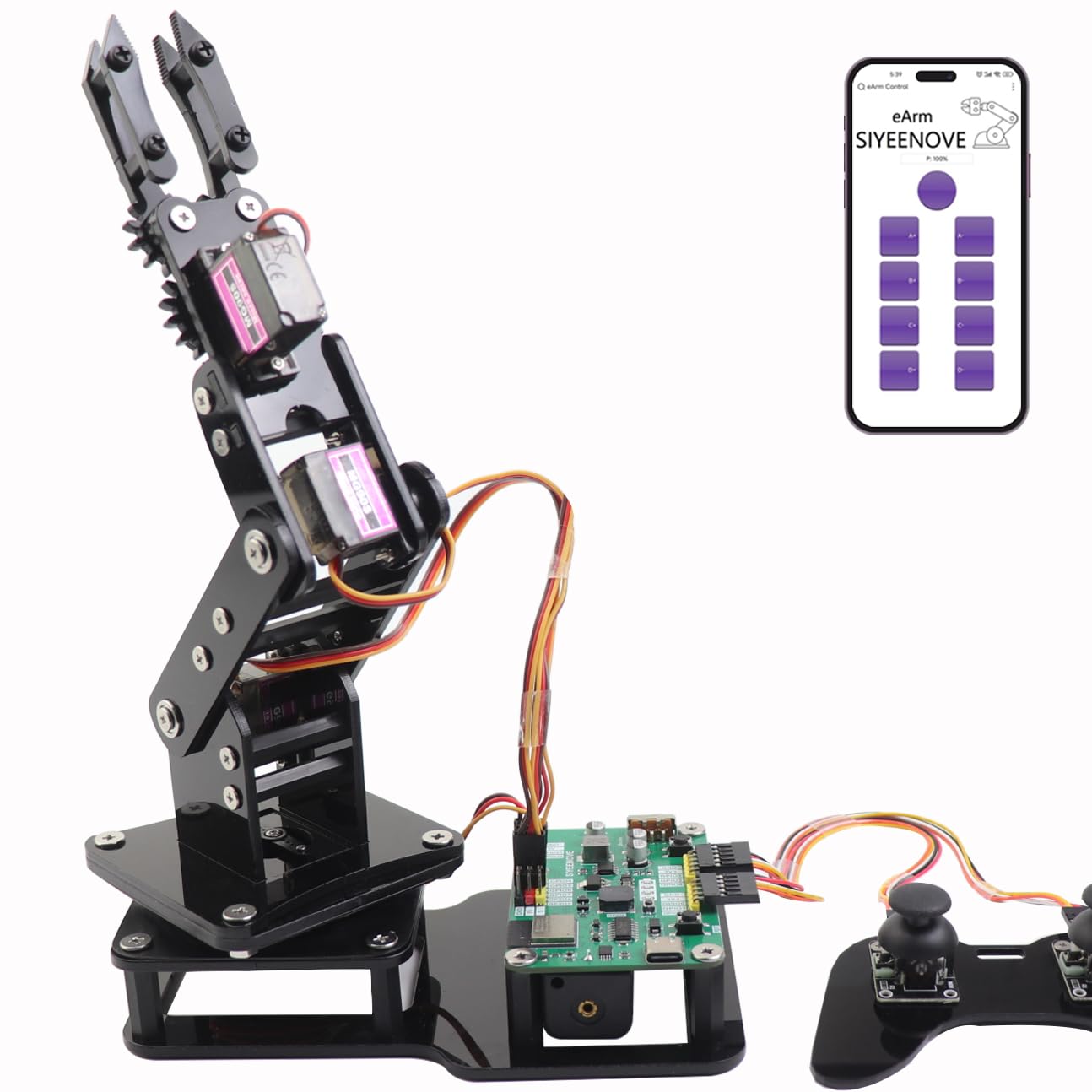 ロボットアームキット esp32-c3 用 robot arm ジョイスティックとウェブアプリコントロール 組み立てアームロボット 2 歳以上のお子様と大人向け ポータブル 4df 教育デスクトップミニアーム 組み立てやすいデザイン 日本語版 pdf 取扱説明書の提供