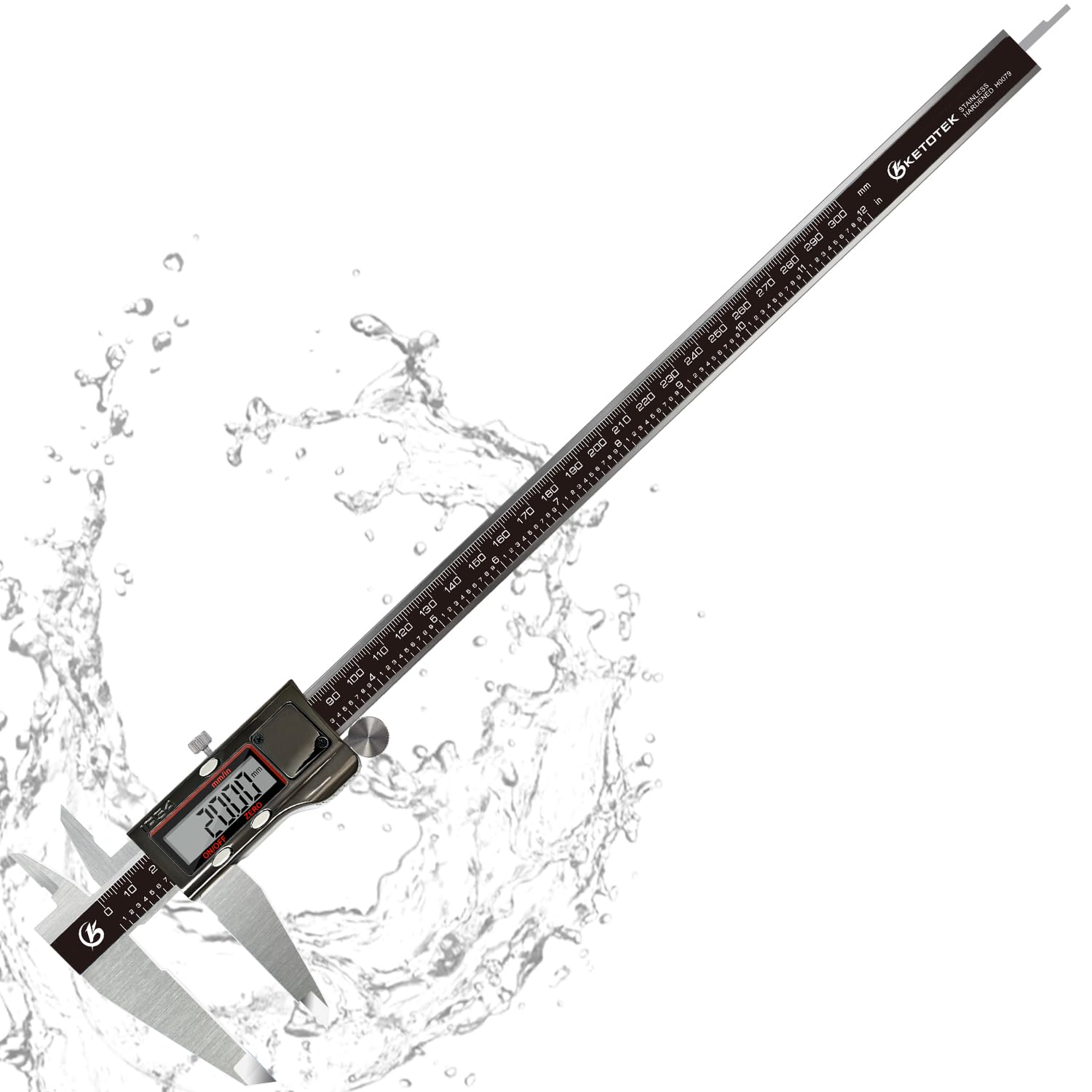 300mm/12インチ デジタルノギス ステンレススチール バーニア ノギス IP54 プルーフレベル DIY 測定ツール