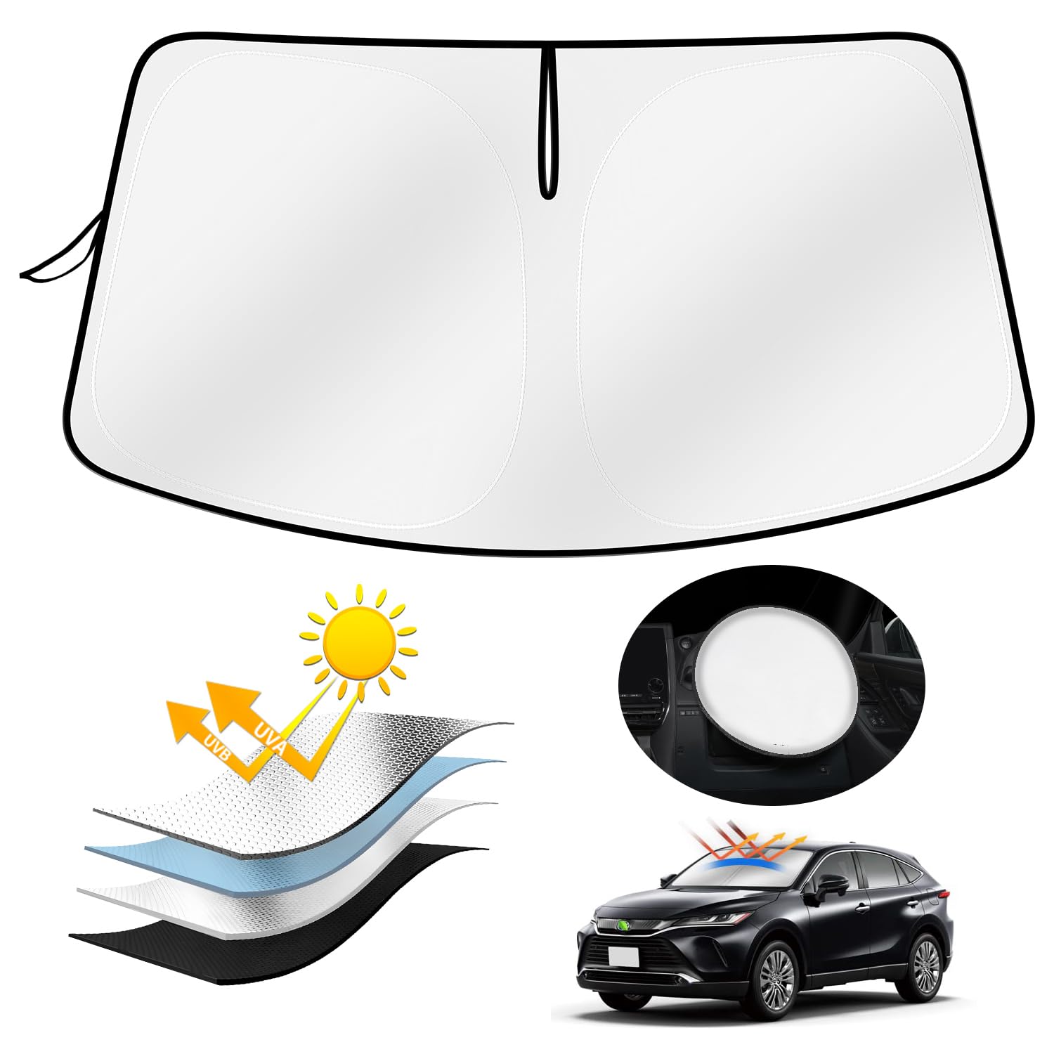 楽天市場】ハリアー 80 系 ワンタッチ フロント サンシェード 折り畳み