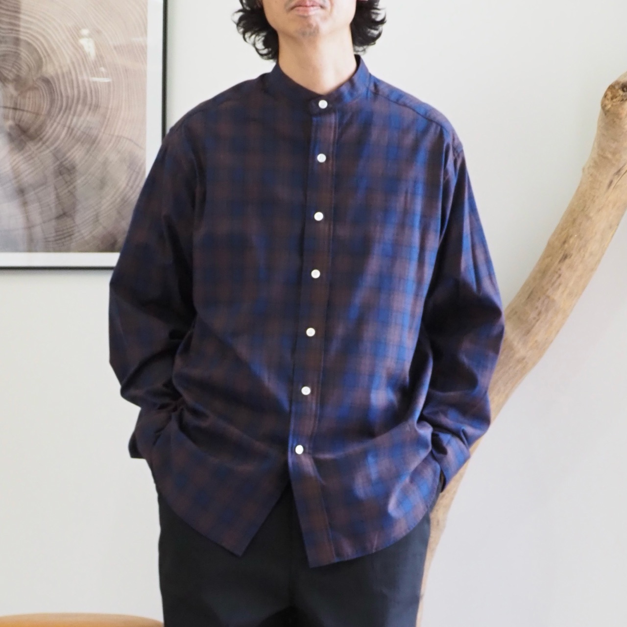 【袖にワークシャツのストームカフスを採用したシャツ】bettaku（ベッタク）/Cotton Pique Check 1Tuck shirt/チェックシャツ/ストームカフス/日本製/24aw