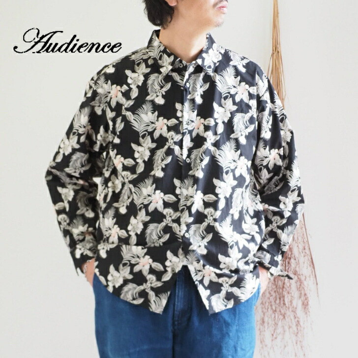 【国内シャツ専門工場で縫製・仕上げをしたシャツ】Audience(オーディエンス)/プリントブロード ワンウォッシュ レギュラーカラーシャツ/25ss/日本製