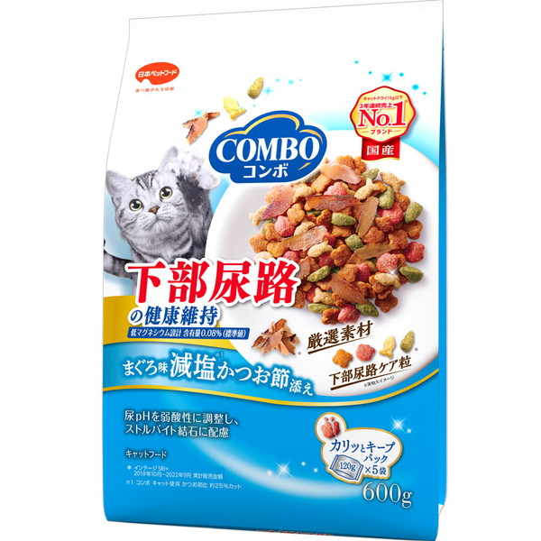 日本ペット　 コンボ　キャット　下部尿路の健康維持　まぐろ味・減塩かつお節添え　600g×★12個★【ケース販売・目隠し梱包不可】