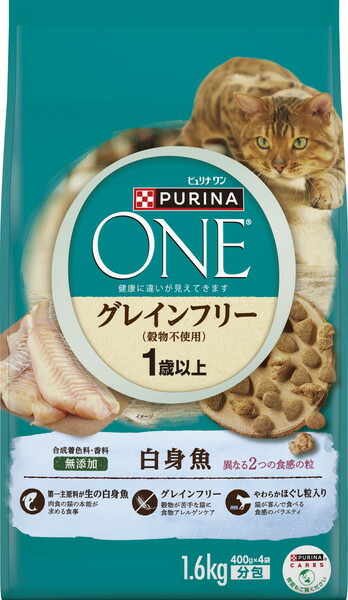ネスレ ピュリナ ワン キャット グレインフリー 1歳から全ての年齢に 白身魚 1.6kg×★6個★【ケース販売・目隠し梱包不可】