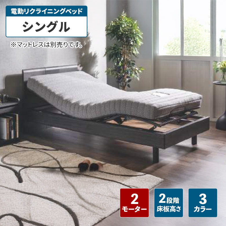 【全商品に使える★12%offクーポン!!】 電動リクライニングベッド 電動ベッド 2モーター シングル ベッド フレームのみ フラット おしゃれ モダン シンプル 介護ベッド 介護用ベッド シングルベッド 木目調 木製 ブラック ブラウン ライトグレー｜ファッション＆インテリア Ane-INN 45,300円