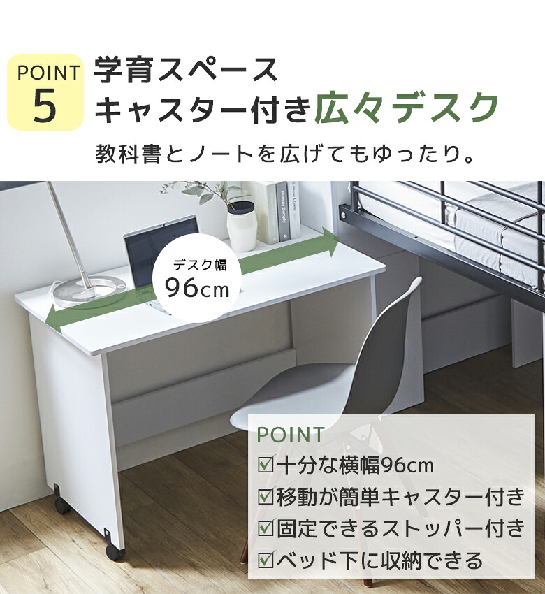全商品に使える☆11%offクーポン!!】 システムベッド デスク付き ロー 