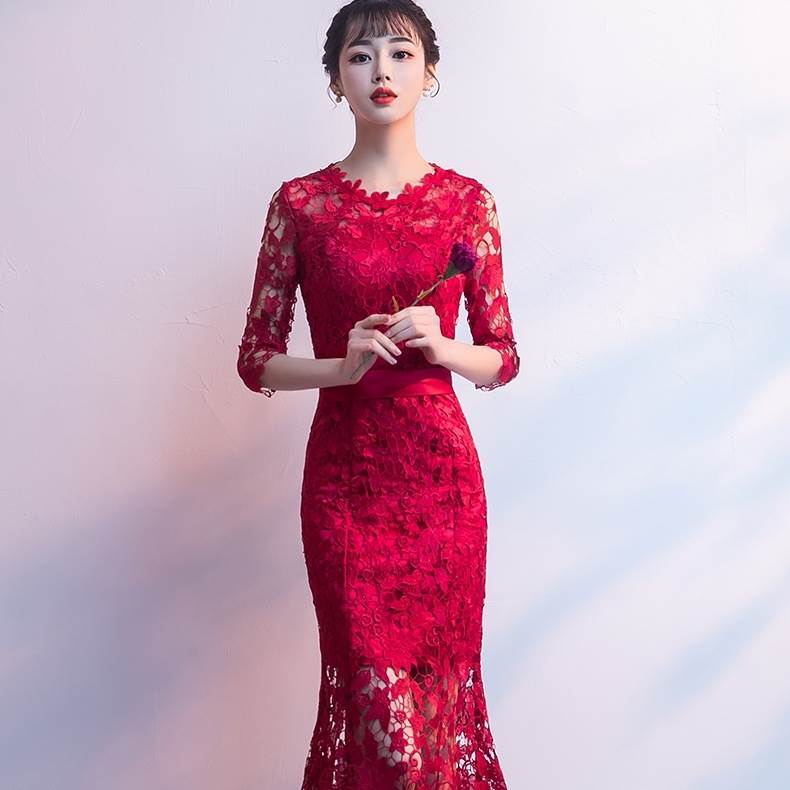 楽天市場】ワンピース ドレス 3色 フィッシュテール 総レース