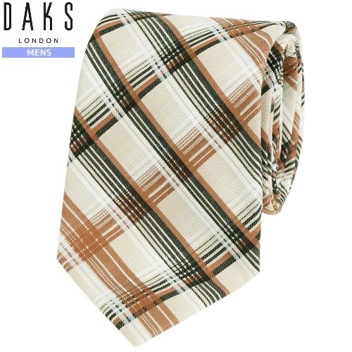 DAKS ネクタイ ダックス 46%OFF メンズ ブランド ギフト プレゼント 日本製 チェック コットン 茶 23/8/5 310823【ネコポスで送料無料】