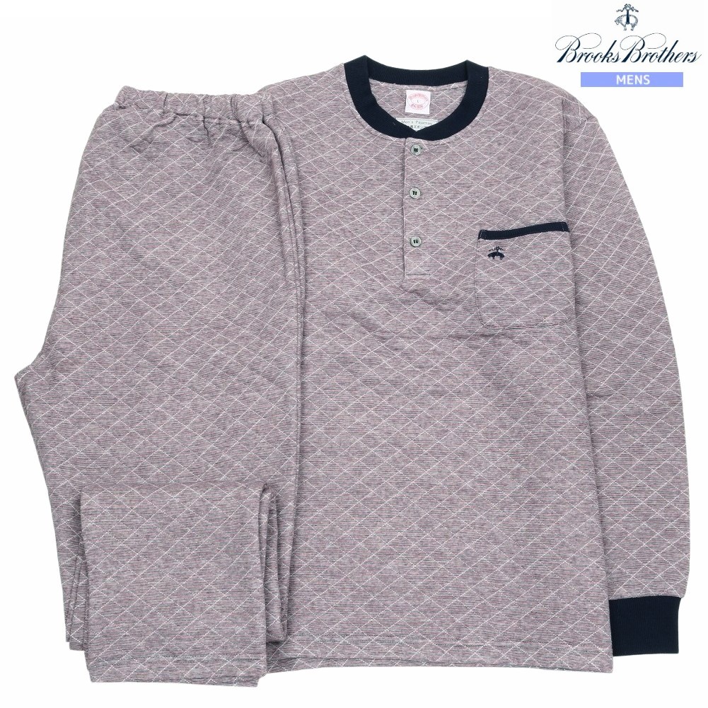 ブルックスブラザーズ パジャマ Brooks Brothers 19%OFF メンズ ブランド ギフト プレゼント 秋冬 接結キルト ヘンリーネック 紳士 長袖 長ズボン ワイン 25/1/4 230125｜ａｎｅｗ